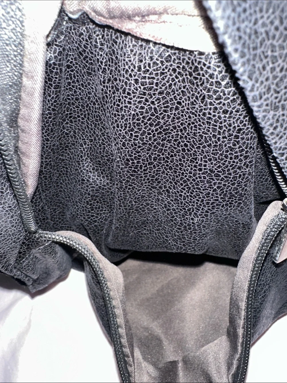 NWOT Beginning Boutique Black Shiny Leather Backpack silver acc pocket adjust